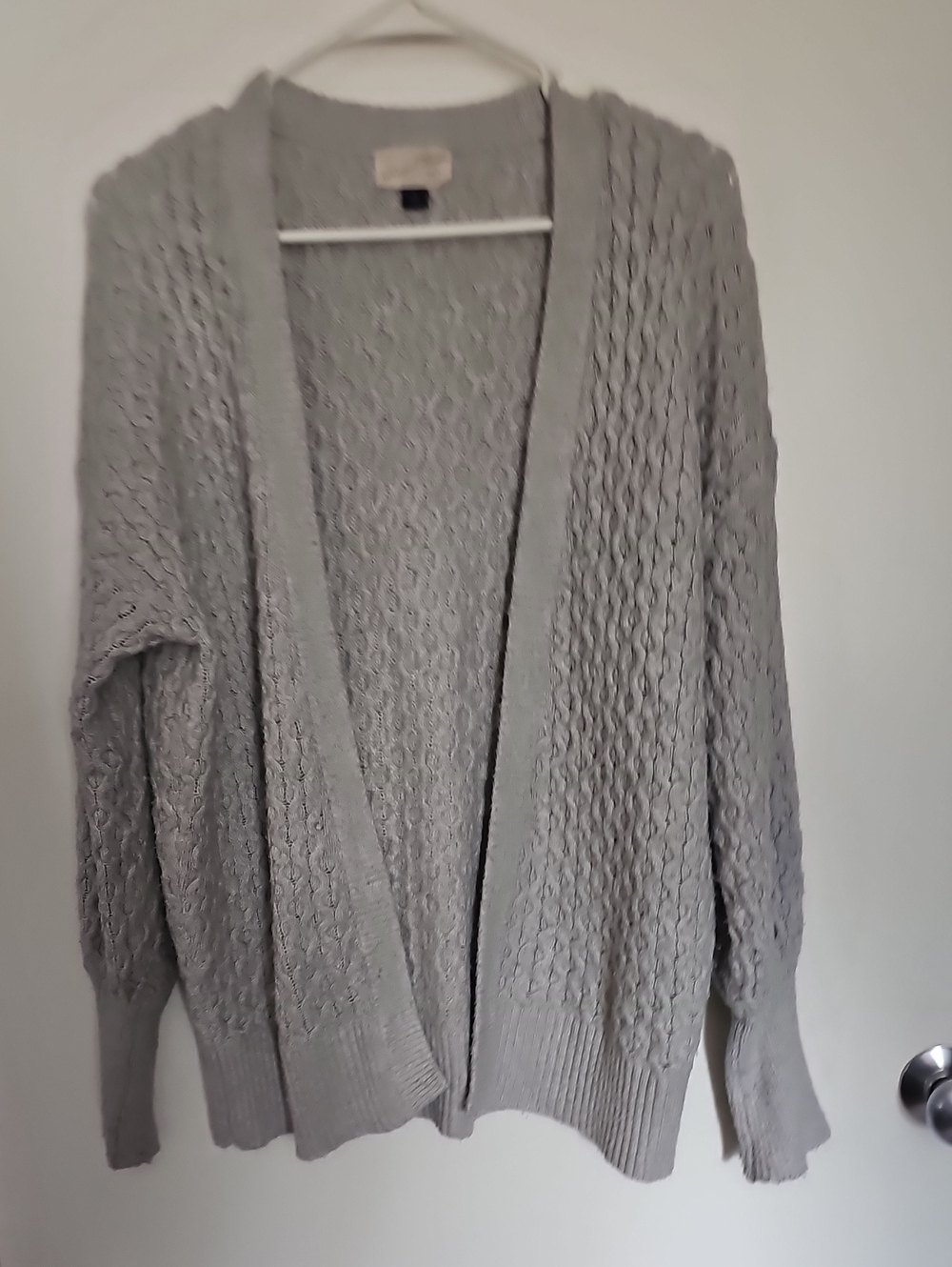 Universal Thread Light Gray Open-Front Cable Knit Cardigan